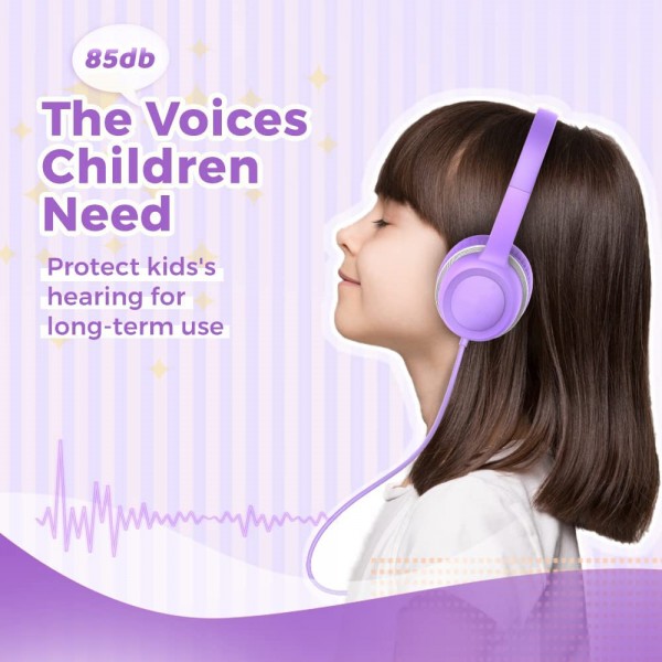 OEM color Safe Volume Limiter 85dB School Classroom Students Adjustable headband children kids headphones 
